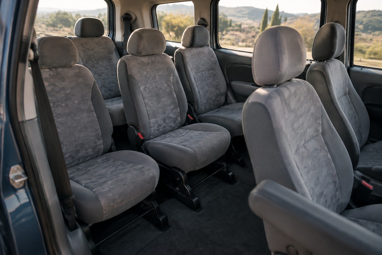 Interior view showing the unique six-seat layout and spacious cabin of a Fiat Multipla Mk1